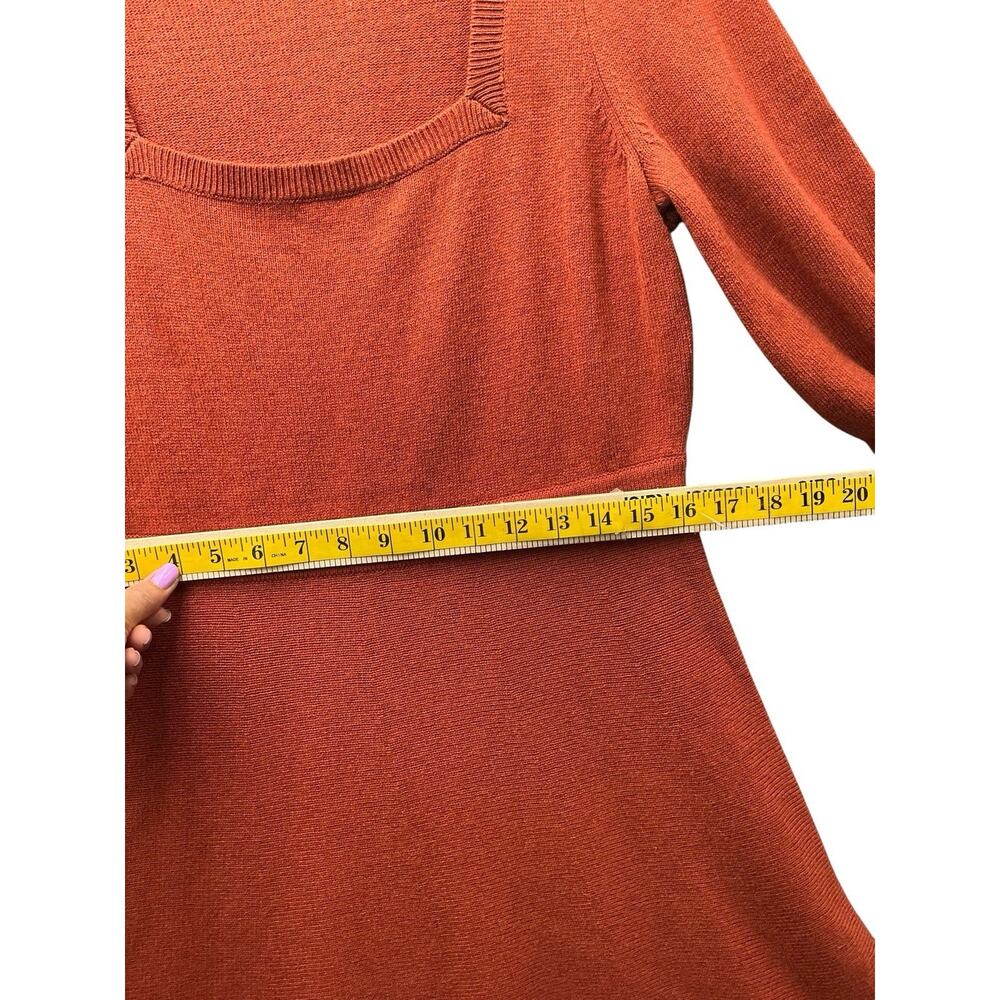 Boden Rust Orange Ribbed Knit Scoop Neck Midi Dress Womens US 12R - Picture 9 of 13